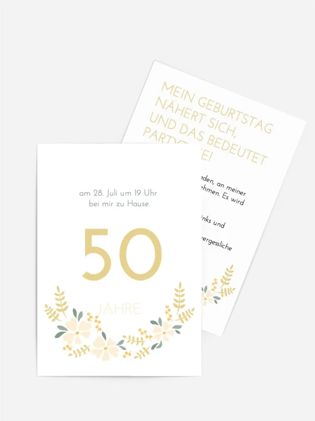 Geburtstagseinladung Blumengirlanden