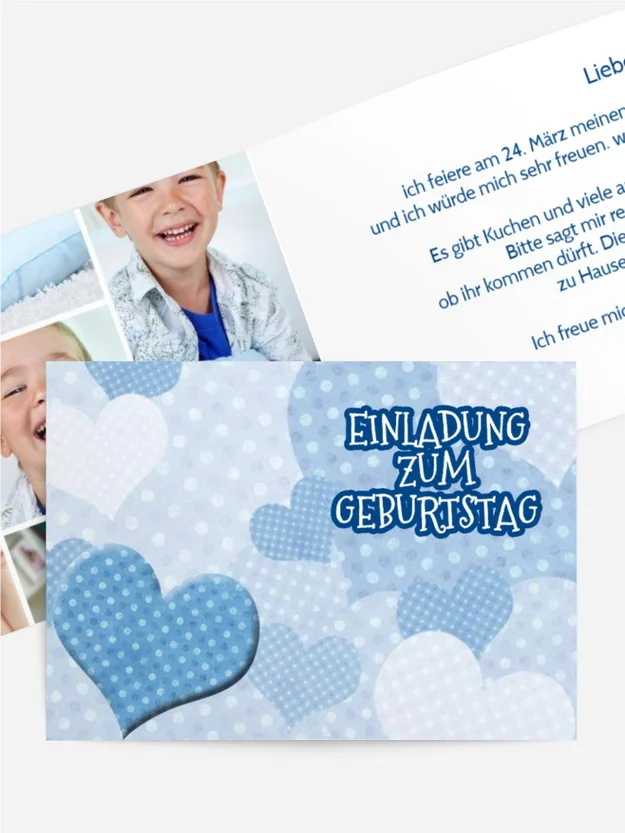 Kindergeburtstagseinladung "Herz mit Punkten Foto"