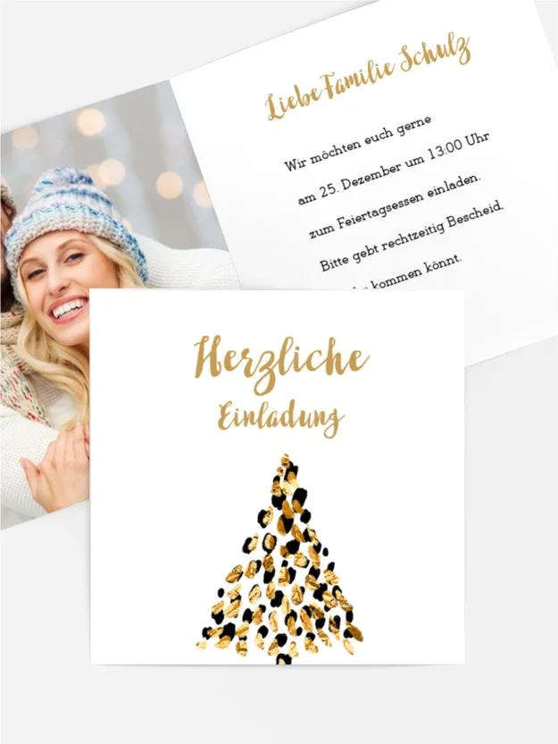 Foto Weihnachtseinladung Leise rieselt der Schnee