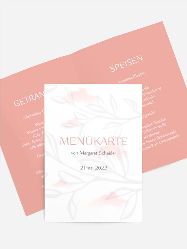 Menükarte Kommunion Rosa Rosen Menükarte Kommunion Rosa Rosen