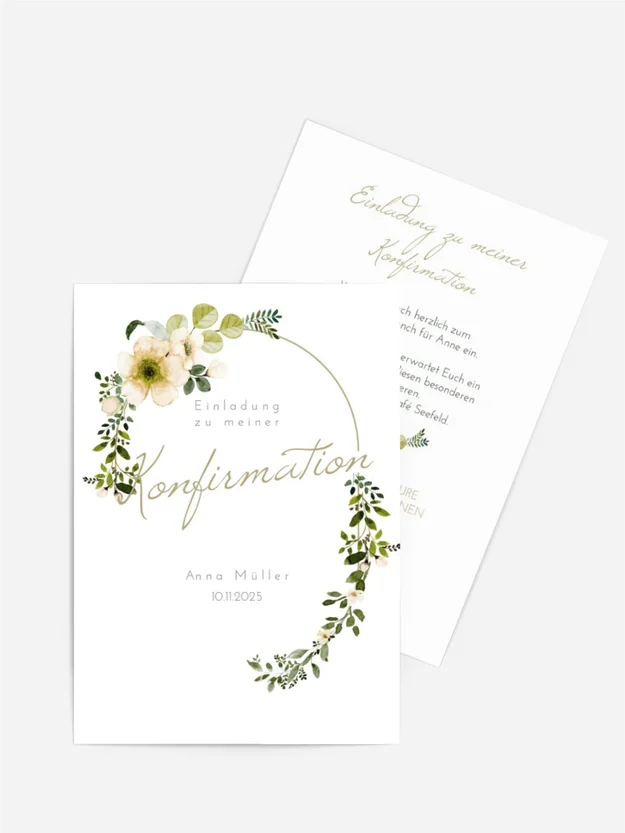 Einladungskarte Konfirmation Mit Blumen verschlungen