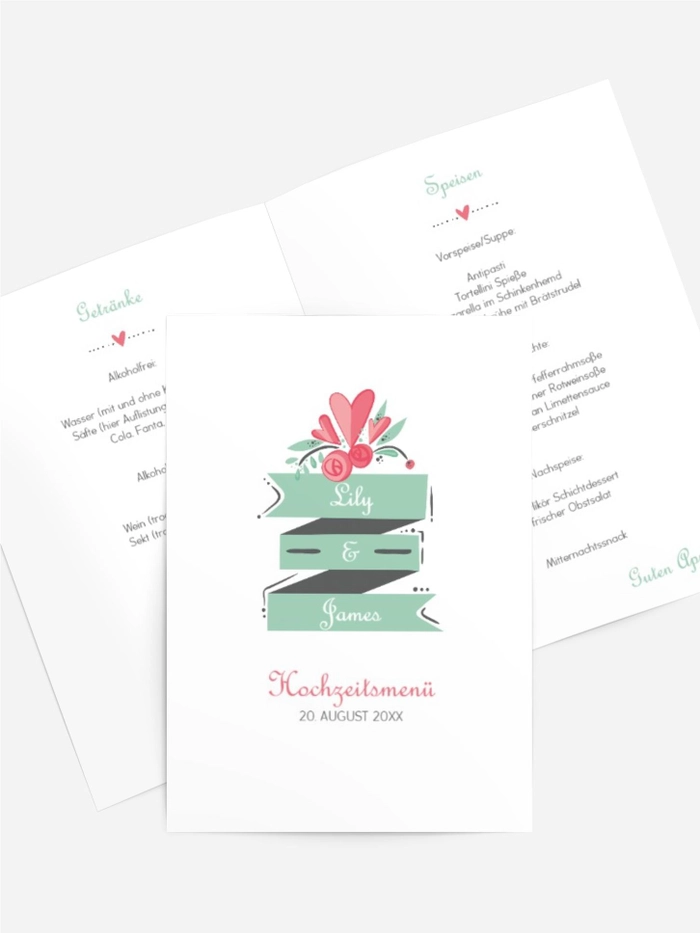 Hochzeit Menükarte Du & Ich Hochzeit Menükarte Du & Ich