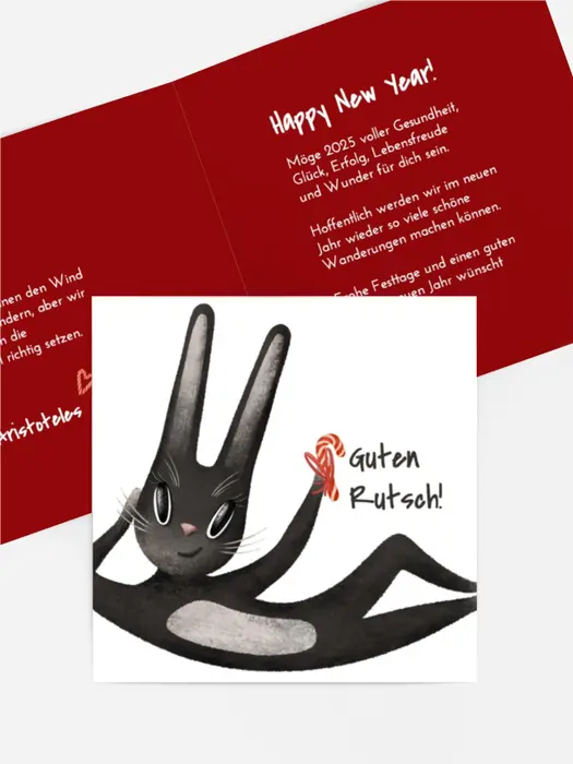 Neujahrskarte  Cleverer Hase