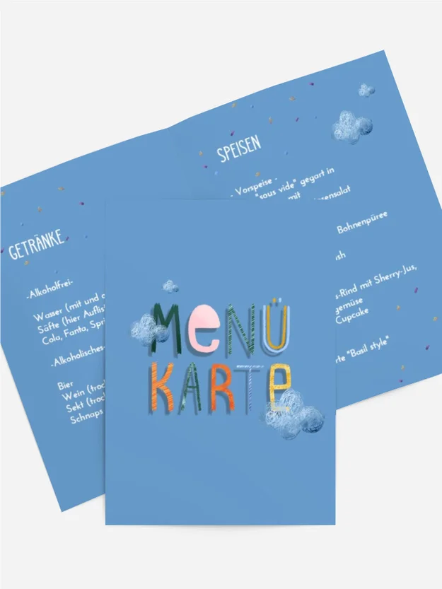 Menükarte Geburtstag  Komische Wolken
