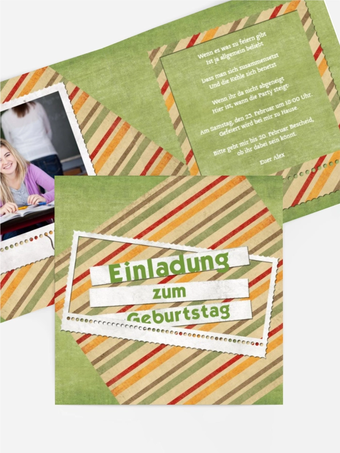 Einladungskarte für Jugendliche color stripes Foto