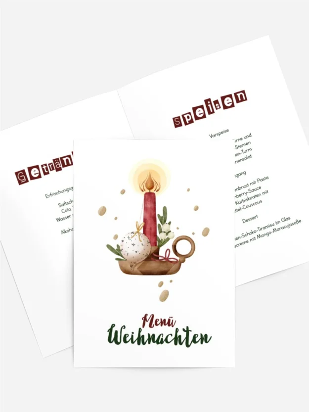 Menükarte Weihnachten Mistelzweig