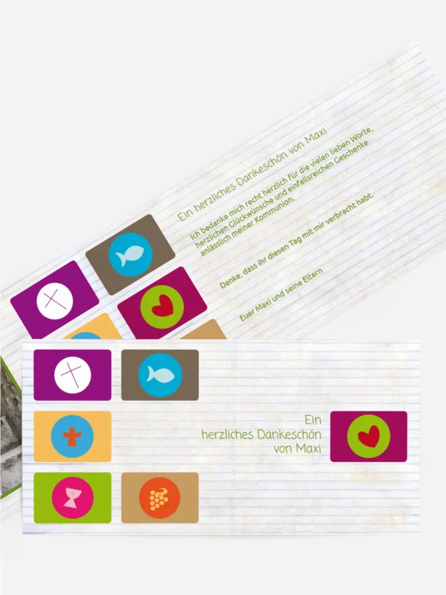Dankeskarte Kommunion buttons