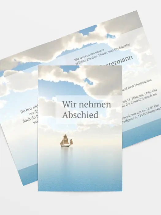 Trauerkarte Schiff hoch
