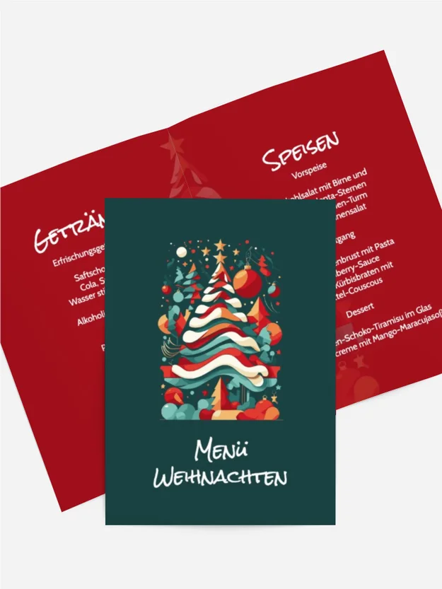 Menükarte Weihnachten Neujahrsinstallation