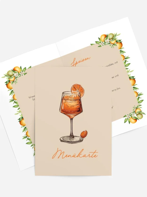 Menükarte Geburtstag Orangenlikör
