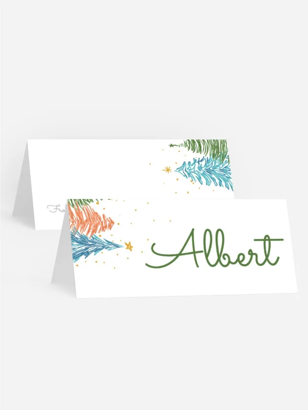 Tischkarte Weihnachten Bunte Zweige