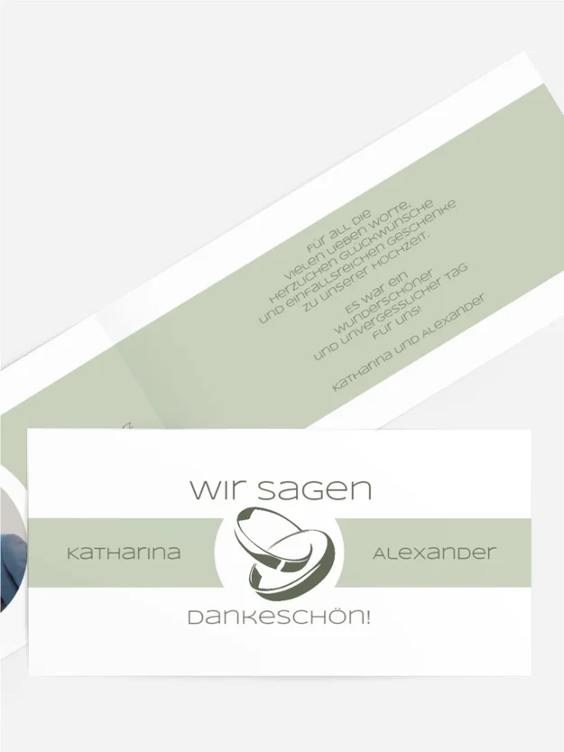 Dankeskarte Hochzeit "Ringeband"