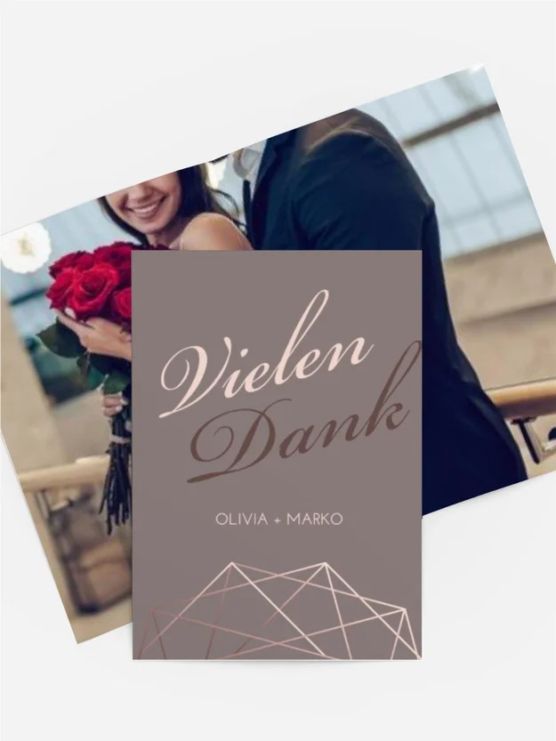 Dankeskarte Geometrie in Gold