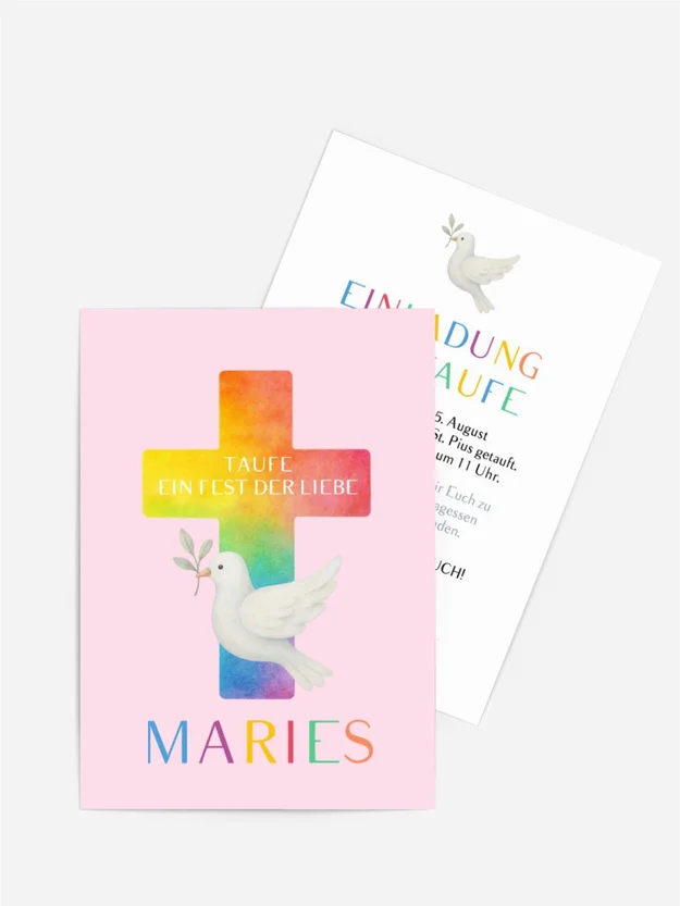 Einladungskarte Taufe Farbige Kreuze