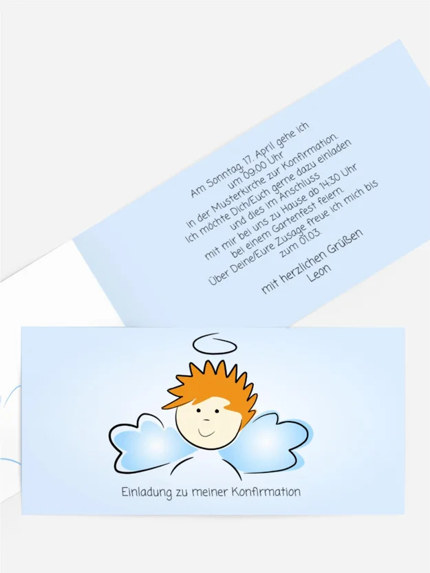 Einladungskarte Konfirmation Engelchen Jungs