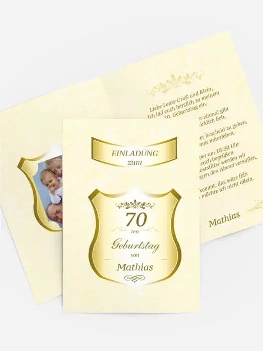 Geburtstagseinladung 70 label Foto
