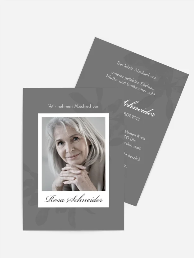 Trauerkarte Foto-Erinnerung aus dem Album
