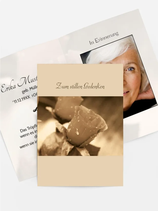 Sterbebildkarte Rose Sterbebildkarte Rose