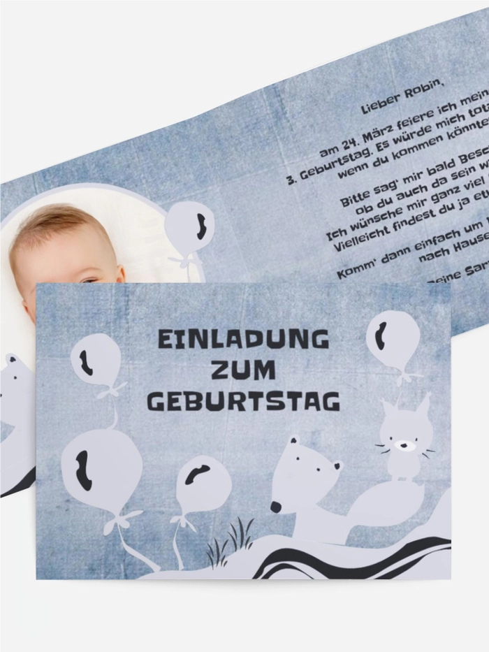 Kindergeburtstagseinladung "Tierchen mit Foto" Kindergeburtstagseinladung "Tierchen mit Foto"