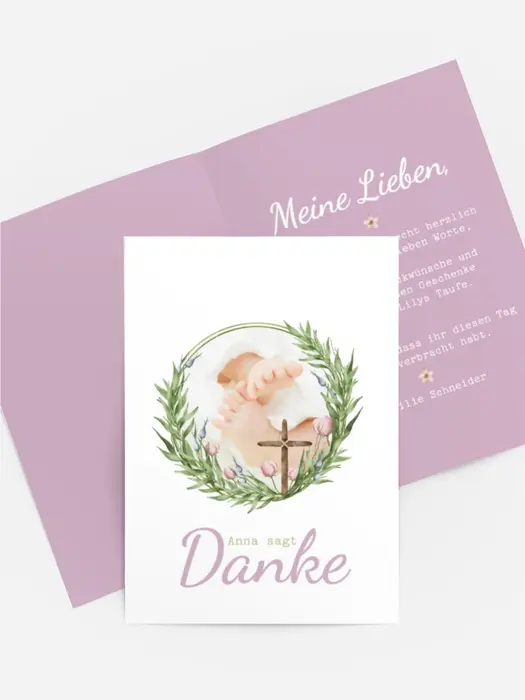 Dankeskarte Taufe Shorts und ein T-shirt