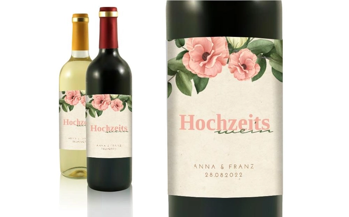 Hochzeit Flaschenetiketten Luxuriöse Blumen