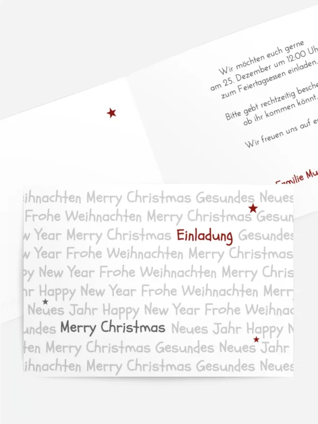 Weihnachts Einladungskarte privat Schrift