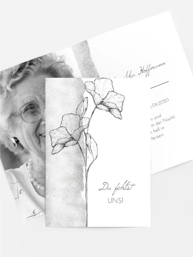 Sterbebildkarte Vergesst Mich Nicht