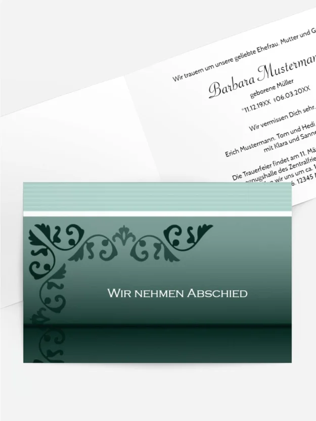 Trauerkarte Briefpapier quer