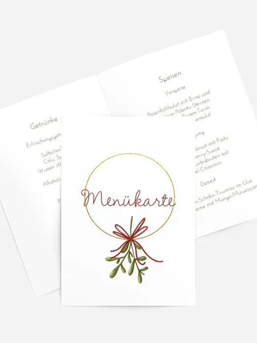 Menükarte Weihnachten Blühende Mistel