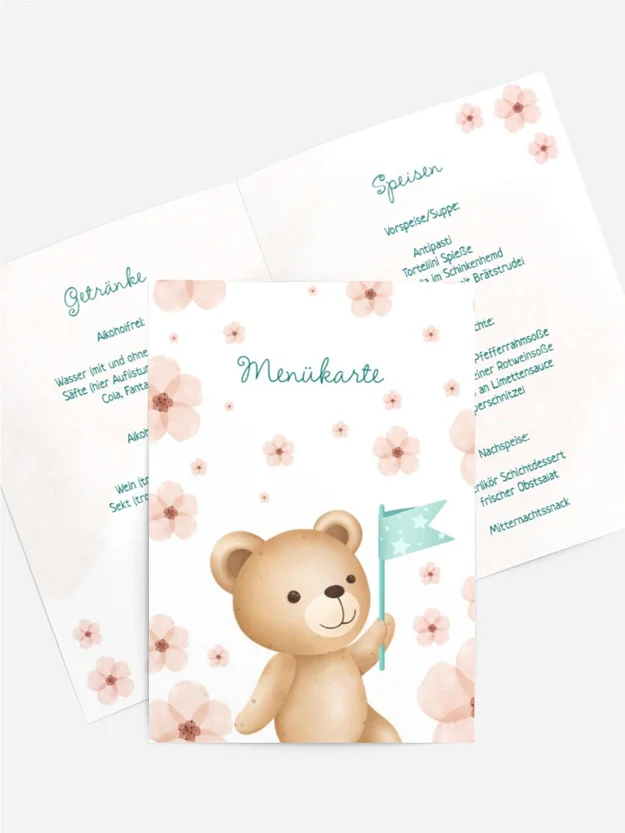 Menükarte Geburtstag Teddytastisch