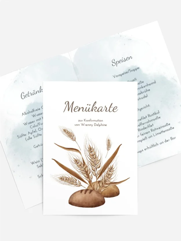 Menükarte Konfirmation Goldene Ährchen
