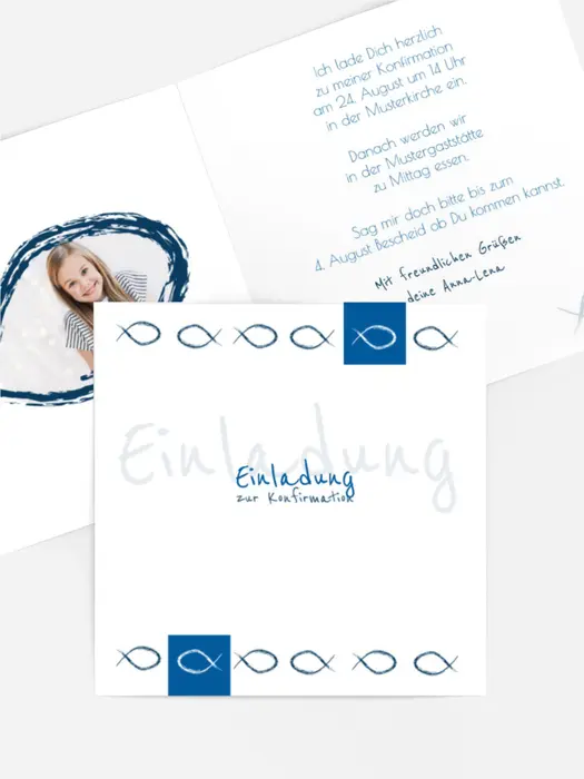 Einladungskarte Konfirmation Fische Einladungskarte Konfirmation Fische