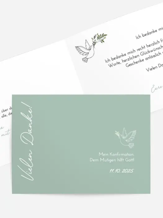 Dankeskarte Konfirmation Vogel des Friedens