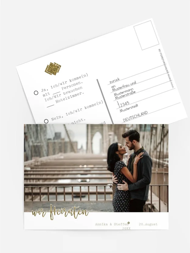 Antwortkarte Glitzerschrift