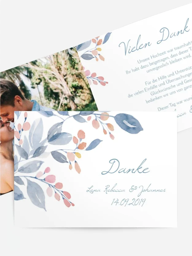 Dankeskarte Hochzeit "Herzensträume"