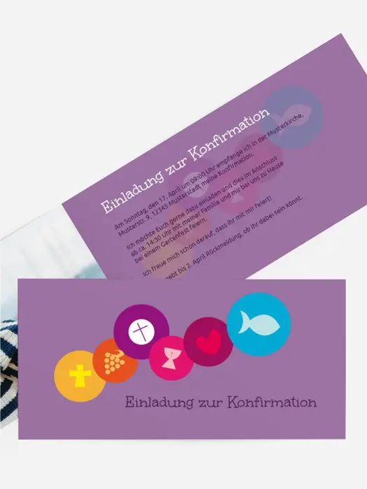 Einladung zur Konfirmation bunte Elemente