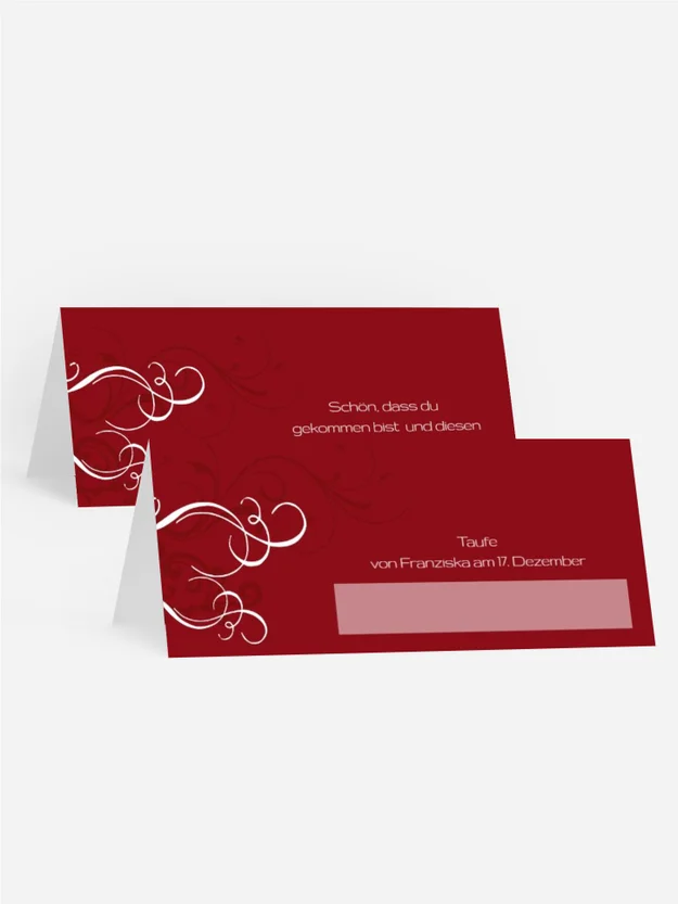 Taufe Tischkarte Schnoerkel