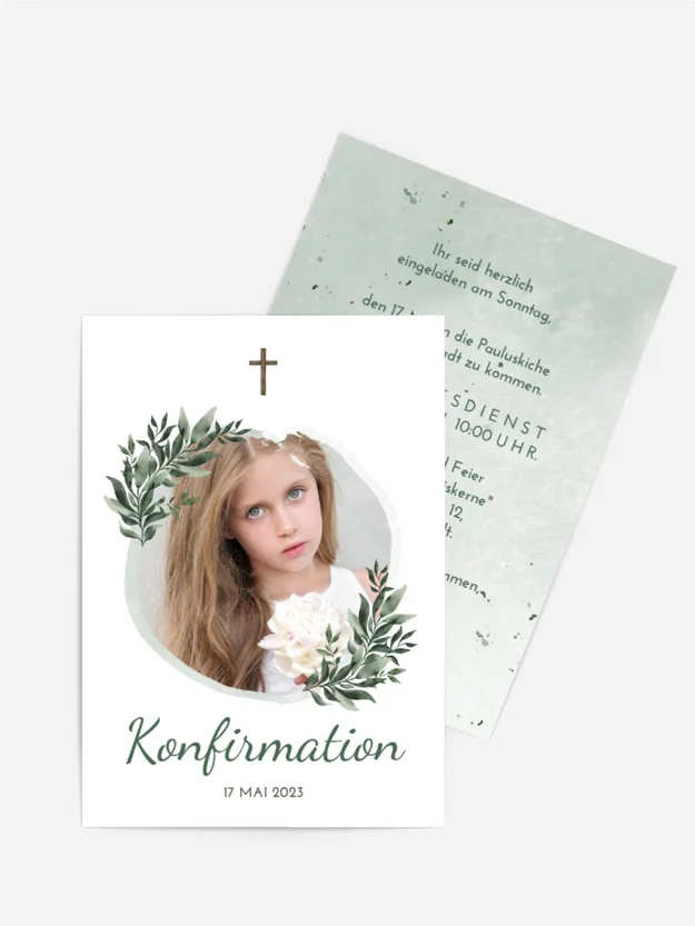 Einladungskarte Konfirmation Üppige Zweige