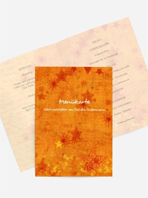 Weihnachts Menükarte Sternengrund