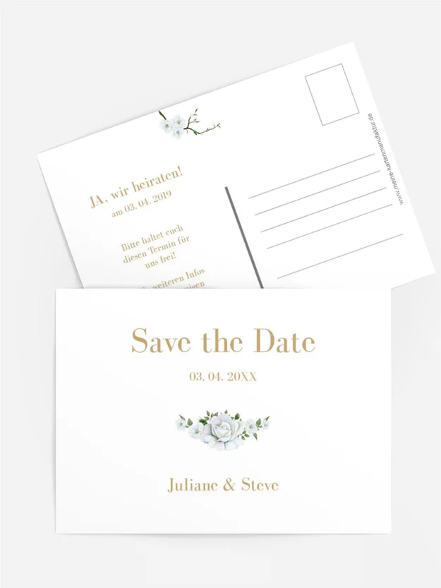 Save the Date Weiße Rose