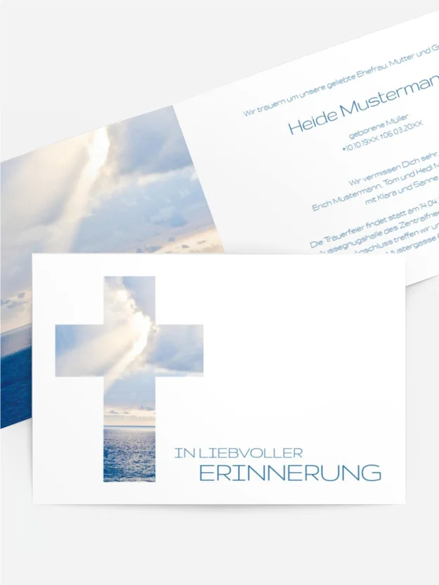 Trauerkarte Himmelskreuz quer Trauerkarte Himmelskreuz quer
