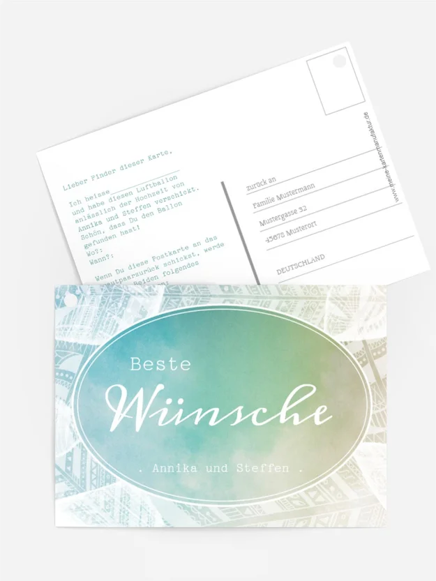 Hochzeit Ballonkarte Federleicht