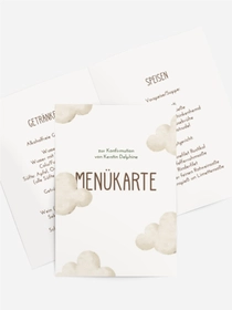 Menükarte Konfirmation Fabelhafte Wolken