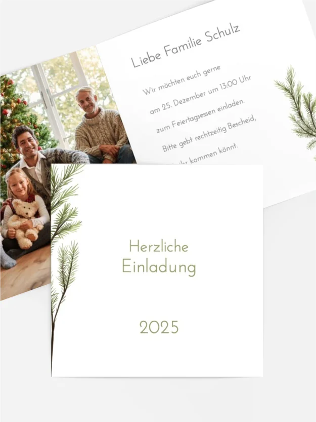 Foto Weihnachtseinladung Tannenzweige