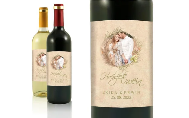 Hochzeit Flaschenetiketten Luft Kranz