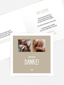 Baby Dankeskarte In der Mitte Baby Dankeskarte In der Mitte
