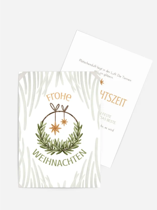 Grußkarte Weihnachten Kranz im Gras