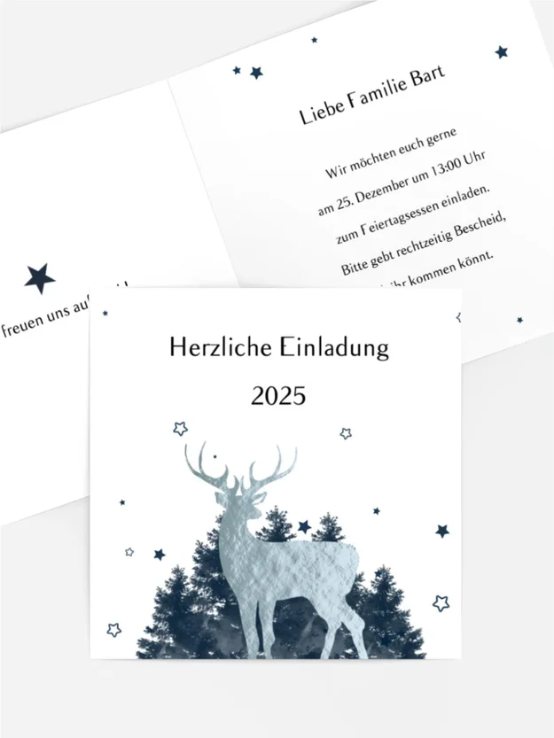 Weihnachtseinladung Hirsch