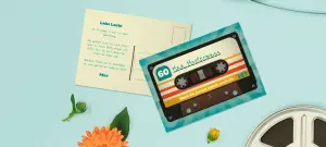 Bunte Einladungskarte zum Geburtstag als Motiv Kassette gestalten