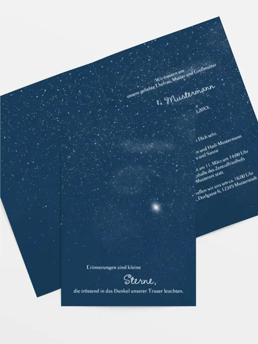Trauerkarte starry sky hoch